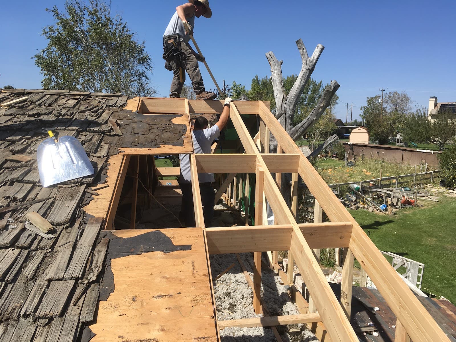 Crew doing structural framing work on a Northern Utah home
